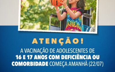 Adolescentes de 16 e 17 anos com comorbidades começam a ser vacinados contra a Covid